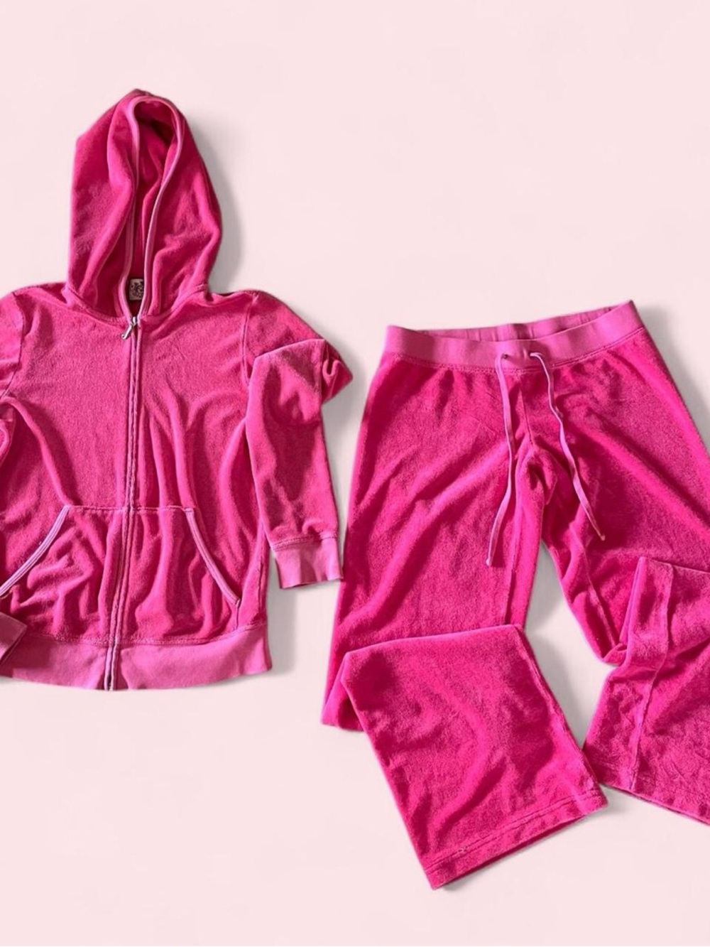 Vintage - 00s - Juicy Couture Hot Pink Tracksuit - Hooded Jacket & Pants Set